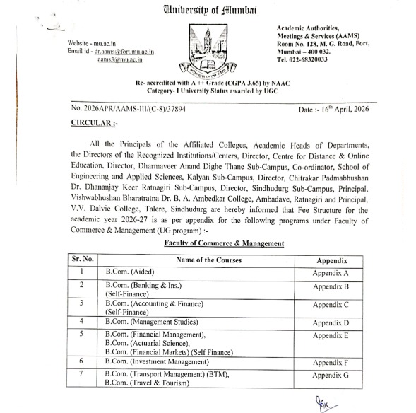 Mumbai University Circular